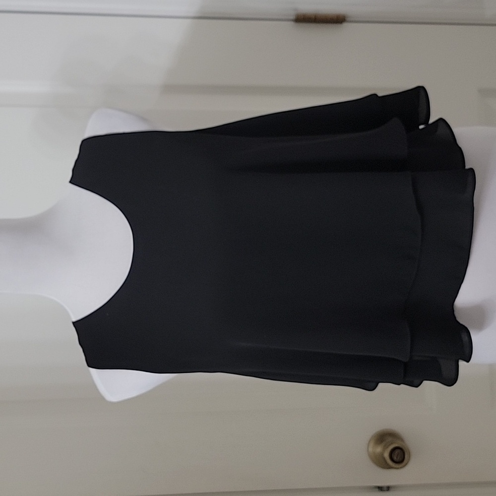Zara Size M Black Double Layer Ruffled Sleeveless Crop Top, Exc. Used Condition